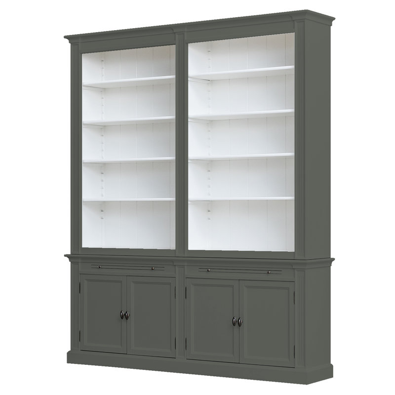 Bowland 240cm H x 200cm W Library Bookcase, Grey/Black