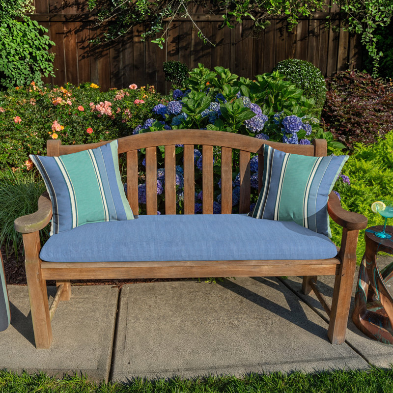Casual Cushion Outdoor Bench Cushion, Sunbrella Fade & Water Resistant for Porch Swings, Garden Benches & Settees, 48"W x 18"D, 2.5" thick, Reversible, Cast Ocean