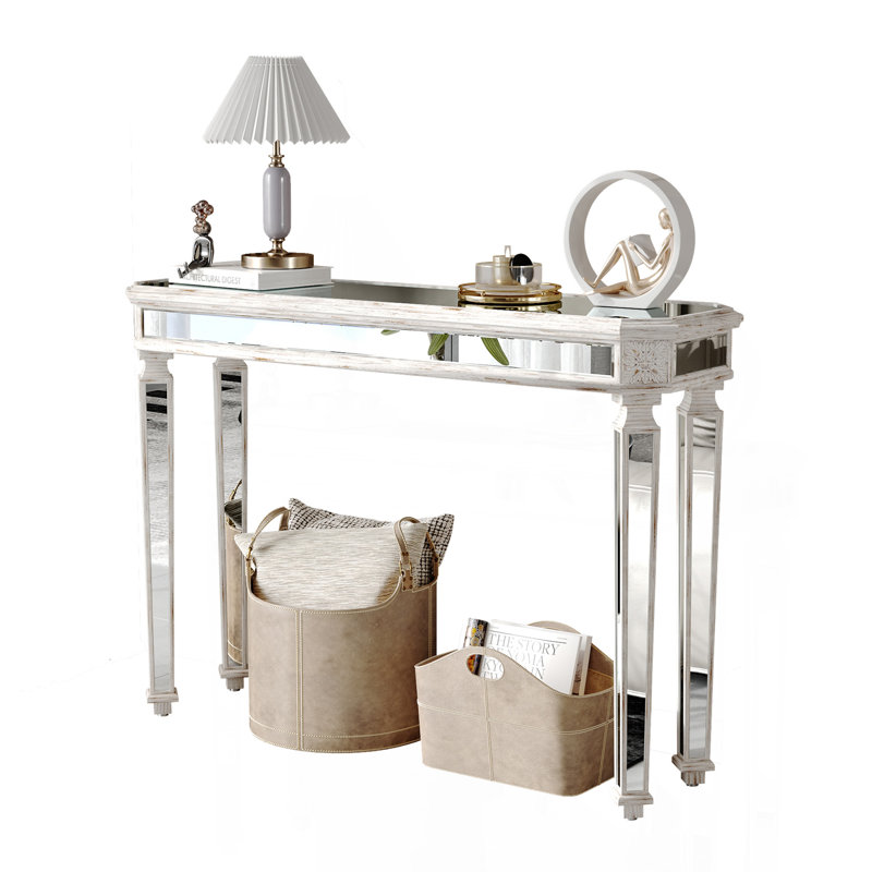 Framhouse 48" Mirrored Console Table, White