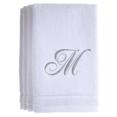  Monogrammed 4 Piece 100% Cotton Fingertip Towel Set