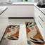 Ensemble de 2 tapis de cuisine en terre cuite à motif abstrait Mid-Century pour cuisine et chambre à coucher