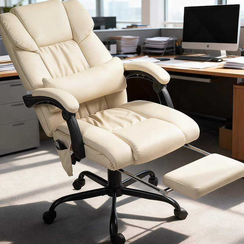 Fauteuil de bureau de luxe avec fonction de massage, inclinable et repose-pieds - Confort ultime pour la maison et le bureau