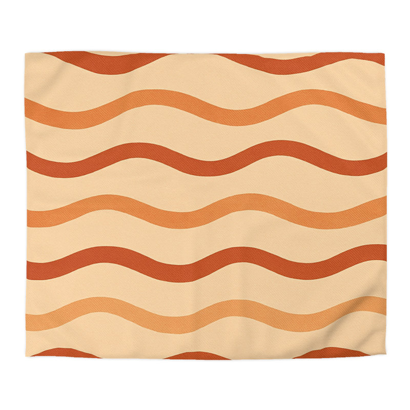 Microfiber Duvet Cover Boho Style, Design 30, King Duvet Cover, Red/Orange/White