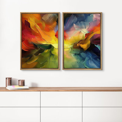 \"Peinture géométrique en aérosol, cercle, collage, forme abstraite, images murales, art moderne, décor minimaliste\" - 2 pièces sur toile