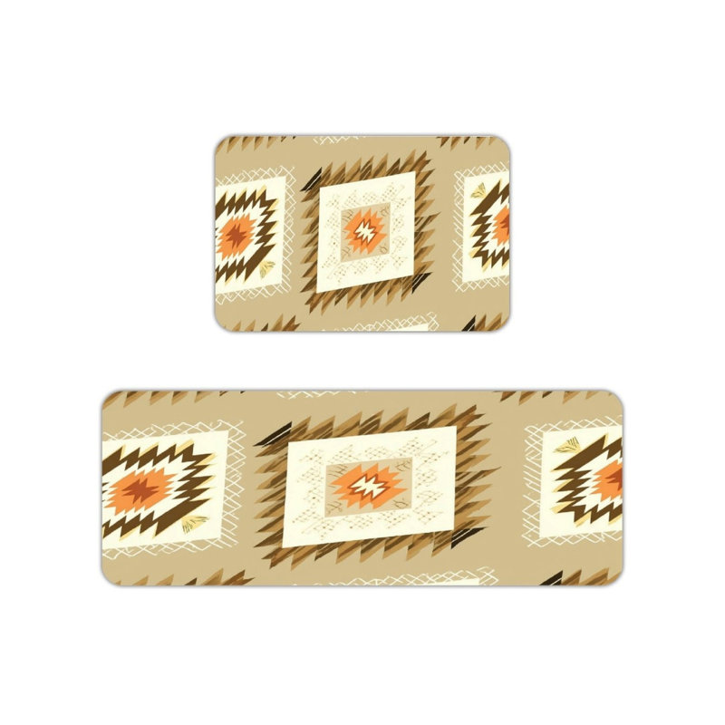 Tapis de cuisine Southwestern, ensemble de 2 pièces, beige orange