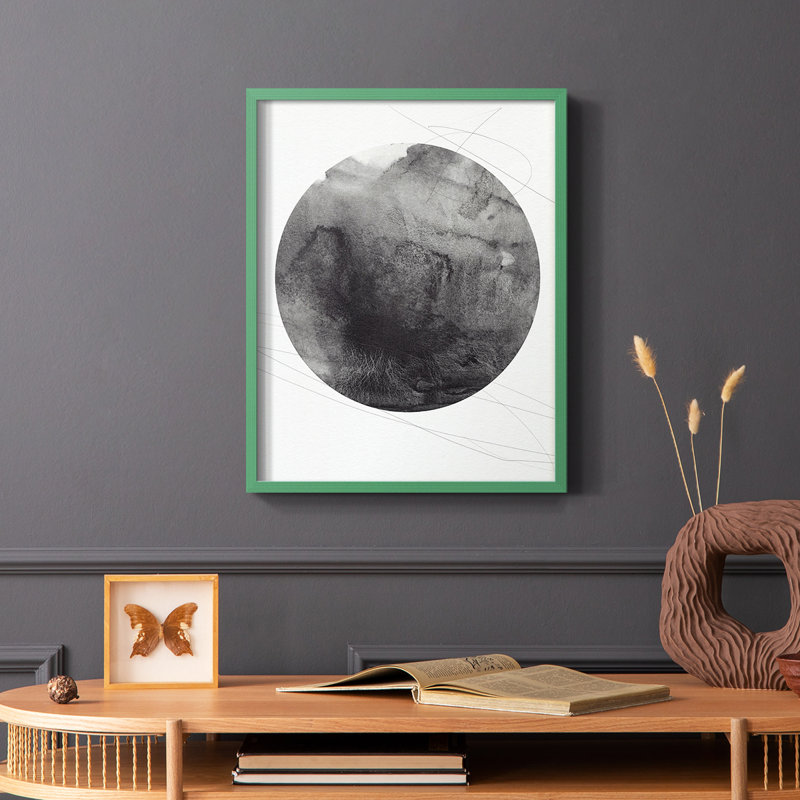 Graphite Moon I Framed Print - Solid Wood, Green Single Picture Framed, 10" H x 8" W
