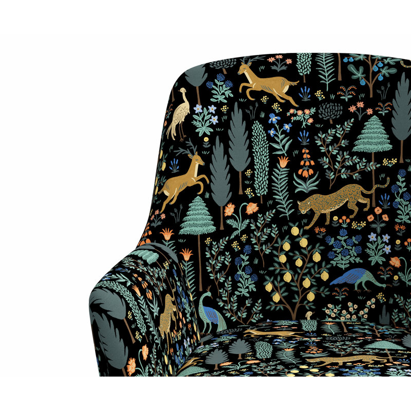 Chaise de bureau avec base Yvette, Lin noir Menagerie RPC, Matte Black