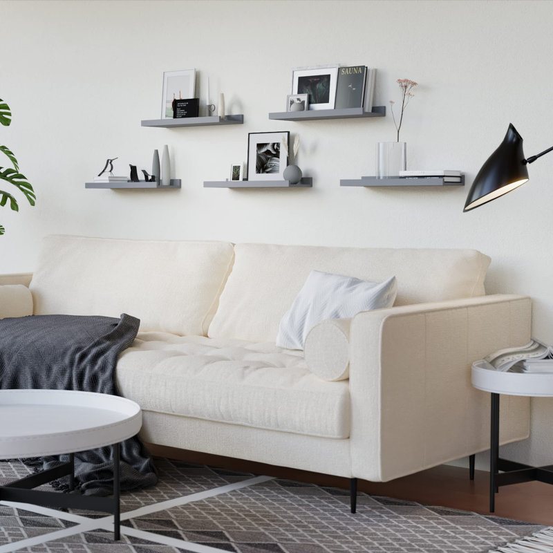 5 Set Floating Wall Mounted Shelves, Shelves For Wall Decor, Modern Picture Ledge Shelf With Lip For Storage, Nursery, Bedroom, Living Room, Bathroom