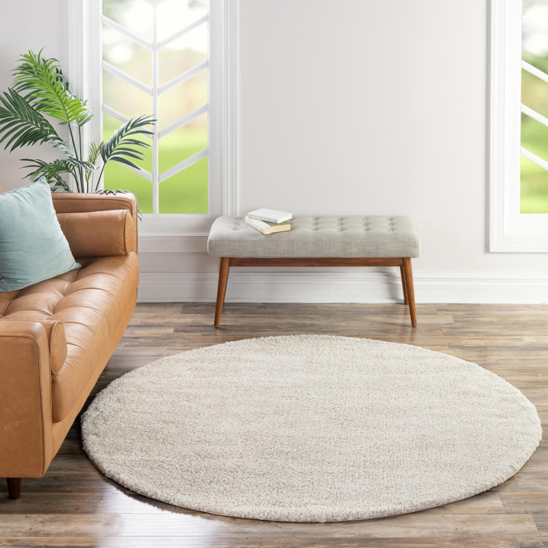 Tapis uni / rayé Carrie, Rond 3 pi 3 po