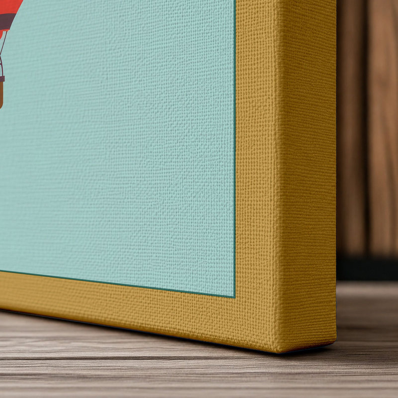 Hot Air Balloon Dream Minimalist - Wrapped Canvas, 30x20 - 76.2 x 50.8 cm, Ochre Border