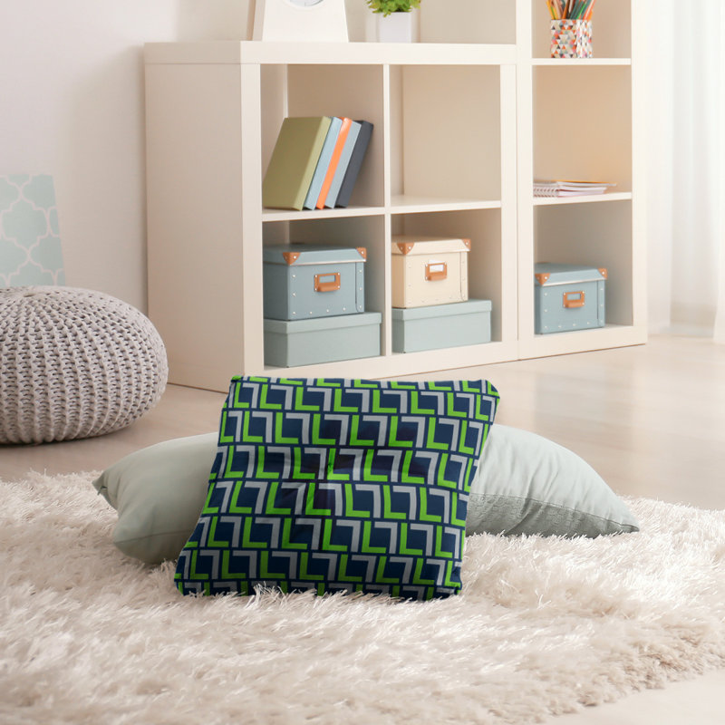 Housse et insert de coussin carré Seattle, 26'' x 26'', Bleu marine collège / vert action / gris loup