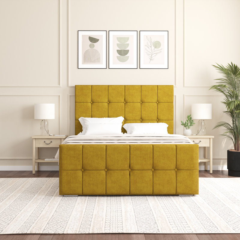 Oakpark Upholstered Bed Frame, Turmeric, Small Double (4')
