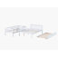 Lit superposé simple en bois d'hévéa blanc avec lit gigogne, échelle convertible, garde-corps et conception amovible-940591589