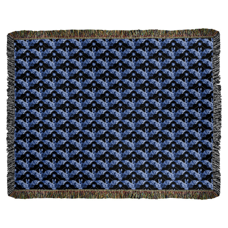 Couverture en coton tissé Katelyn Elizabeth, l 60 po x L 80 po, Bleu