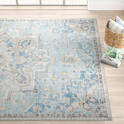 Maz Light Blue Oriental Rug