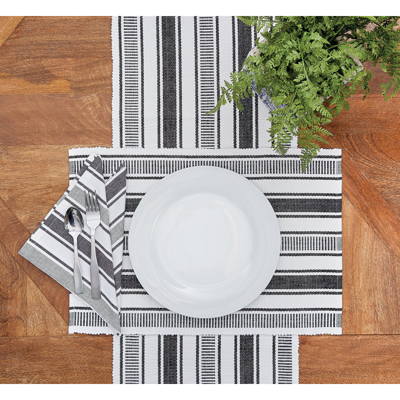 Jacklyne Chandler Stripe Adriatic Cotton Napkin, Onyx