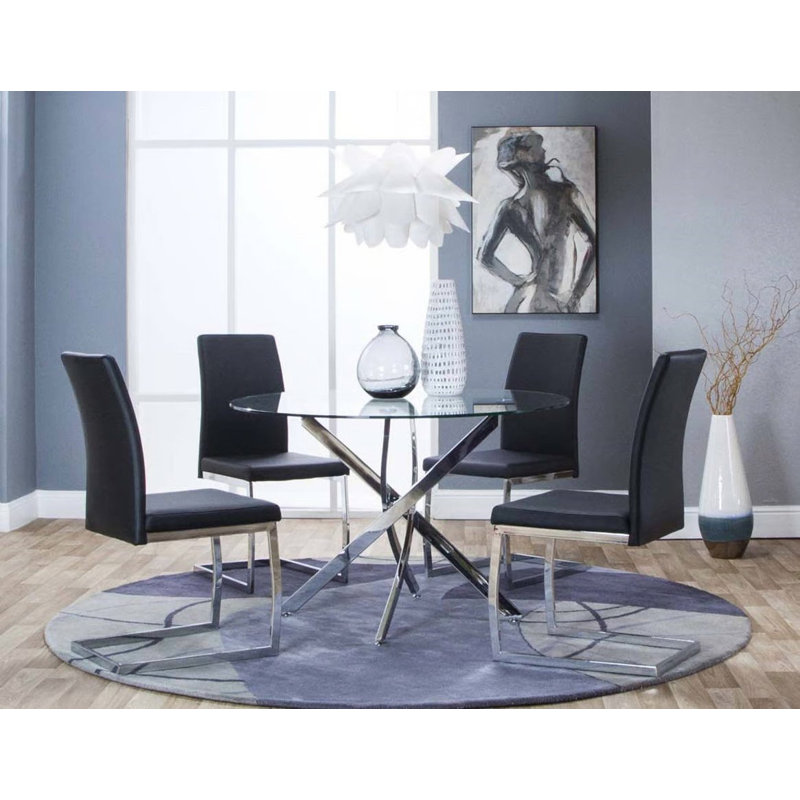 Chaise d'appoint à dossier plein Anadia, Noir