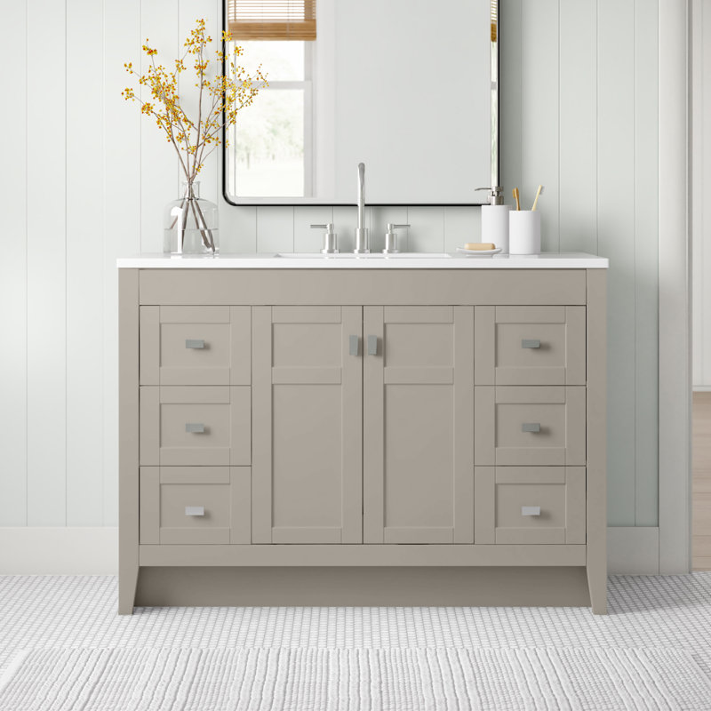 48.5" Single Bathroom Vanity With Cultured Marble Top, Gray