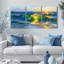 Ensemble de 3 tableaux muraux sur toile représentant des vagues au coucher du soleil-1748264686