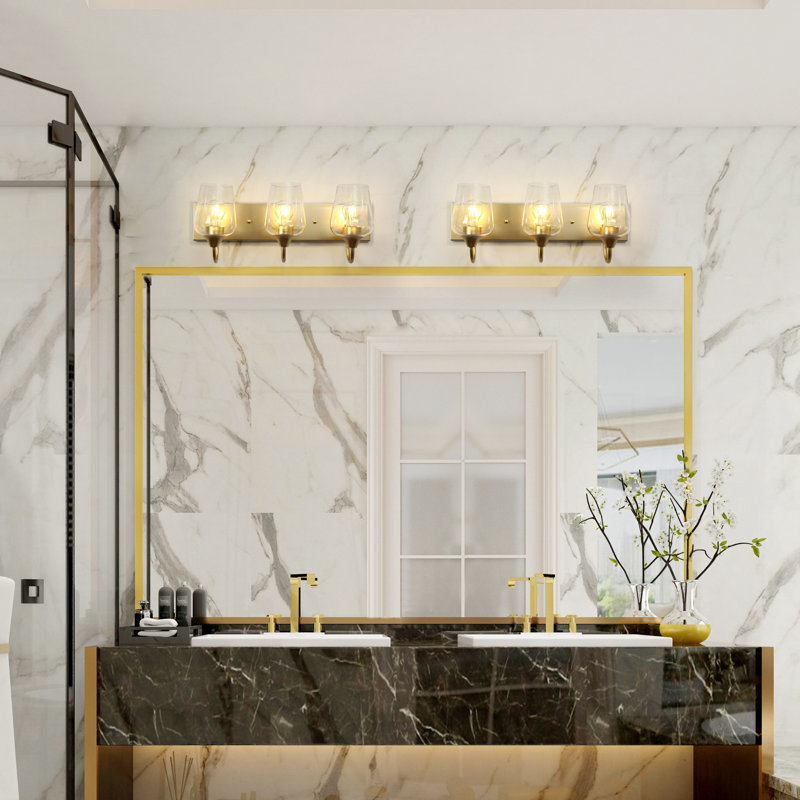 Éclairage de salle de bain à intensité variable à 3 lumières Sia, Or champagne