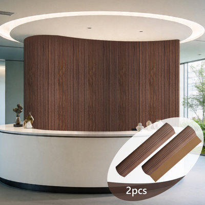 Lambris en bois à rainure et languette semi-circulaire flexible de 47,3 po × 11,8 po, revêtement mural 3D pour la décoration murale intérieure, noyer huilé (paquet de 2/7,74 pi²)