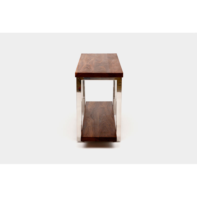 Gax Solid Wood Console Table, 30" H x 84" W x 18" D, Polished Stainless Steel