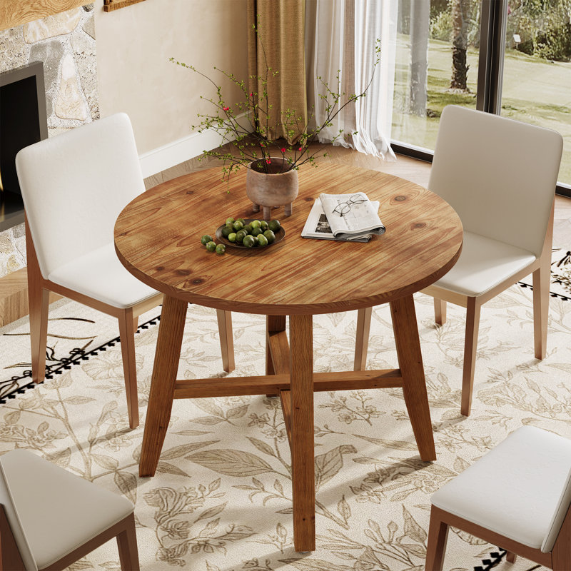 Round Unfinished Solid Wood Dining Table