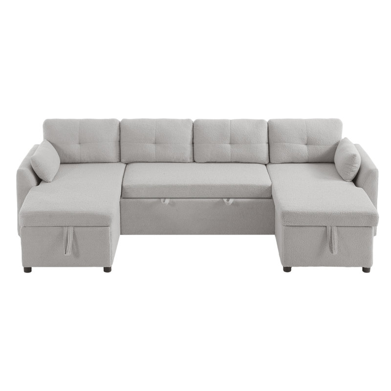 Canapés modulaires multifonctionnels avec rangement et ports USB en tissu gris Teddy