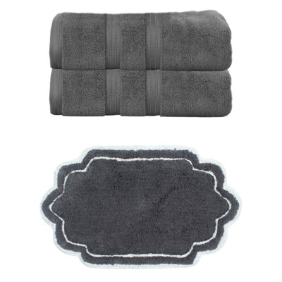 Talbert Collection 100% Soft Cotton Towel Set & 21x34" Bath Rug