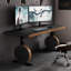 Bureau rectangulaire en bois manufacturé noir + brunâtre + acier Barenia +-1258553587