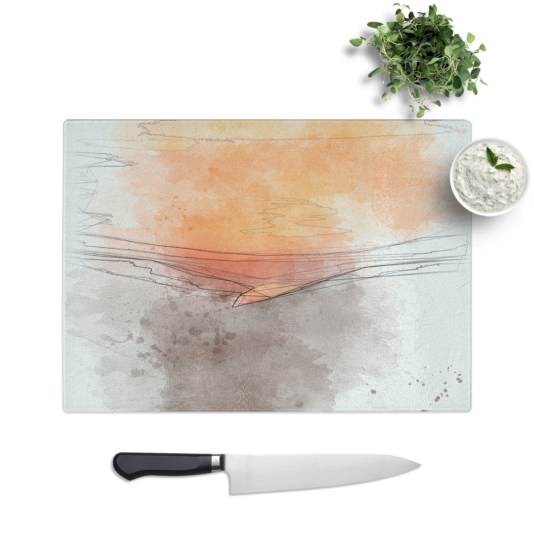 Tempered Glass Orange Sunset Abstract Chopping Board