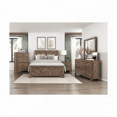 Rustic Brown Panel Bed