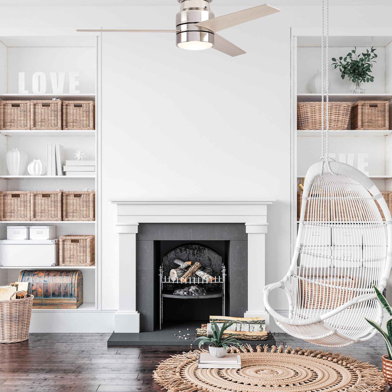Ventilateur de plafond intelligent Raiden avec ensemble d'éclairage DEL et contrôle mural, fonctionne avec l'assistant Google, Amazon Alexa et les raccourcis Siri.