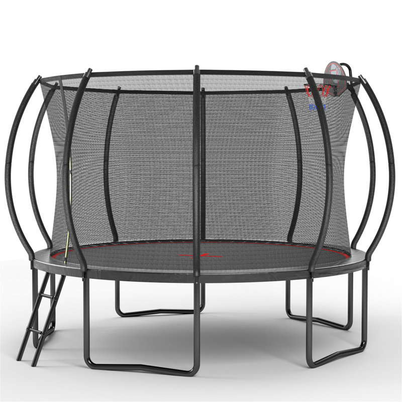 12Ft Trampoline Pumpkin- Ladder-Black Red