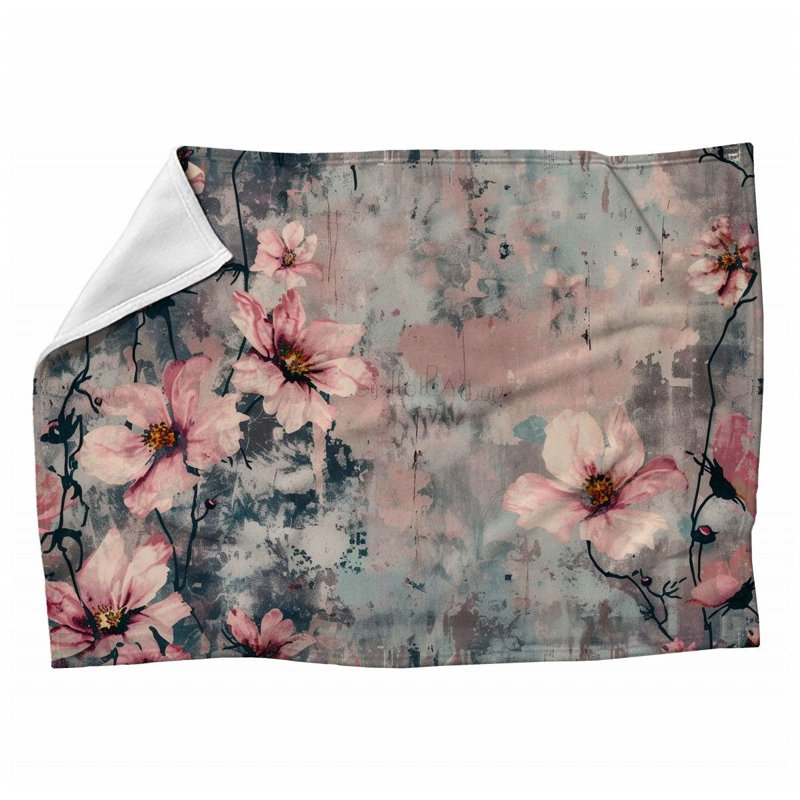 Jeté en molleton fleurs - Couvertures douces et chaudes botaniques - Jeté pour canapé, lit et chaises, L 60 po x L 80 po