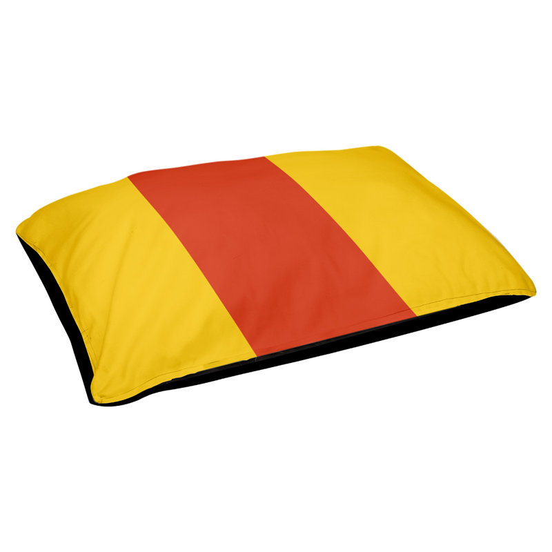 Coussin pour chien hockey Minnesota, Petit (l 28 po x P 18 po x H 9,5 po), Jaune / orange / jaune