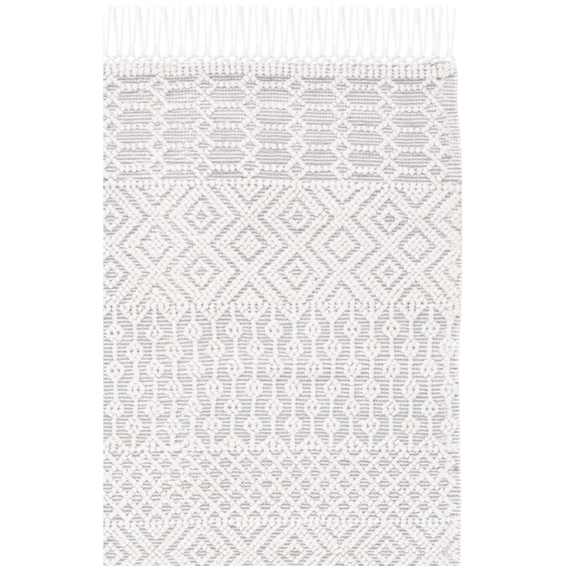 Stroudsburg Hand Woven Pet Yarn/Cotton Southwestern Rug in Gray/Ivory, Rectangle 6' x 9'