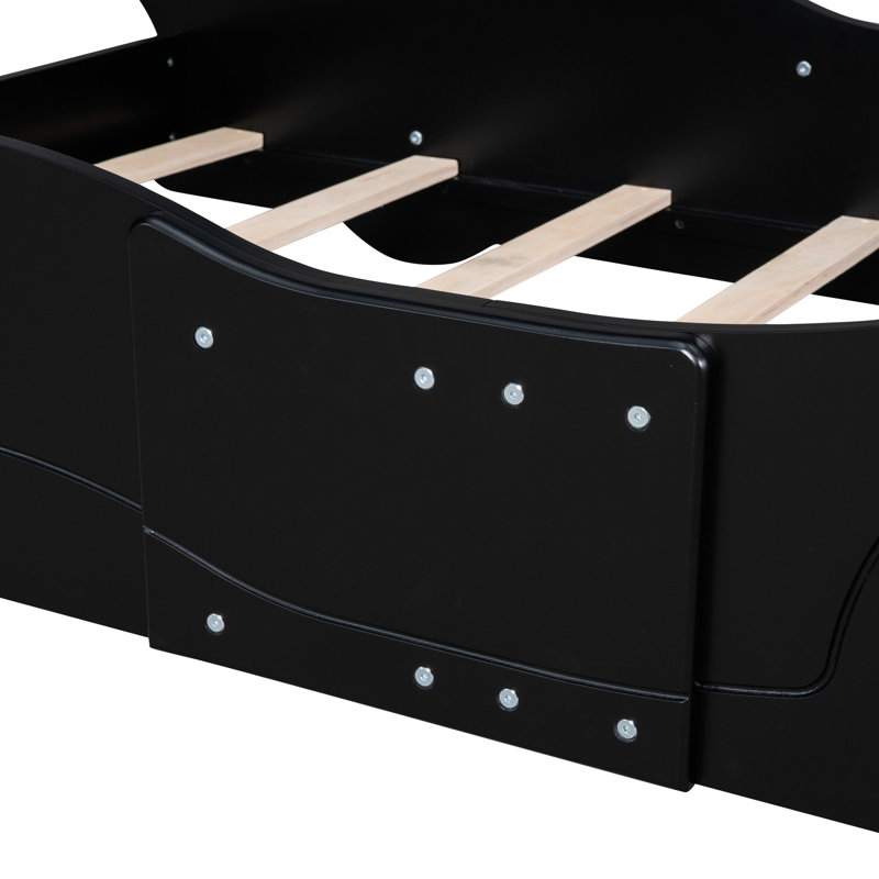 Lit plateforme simple avec roulettes, Noir