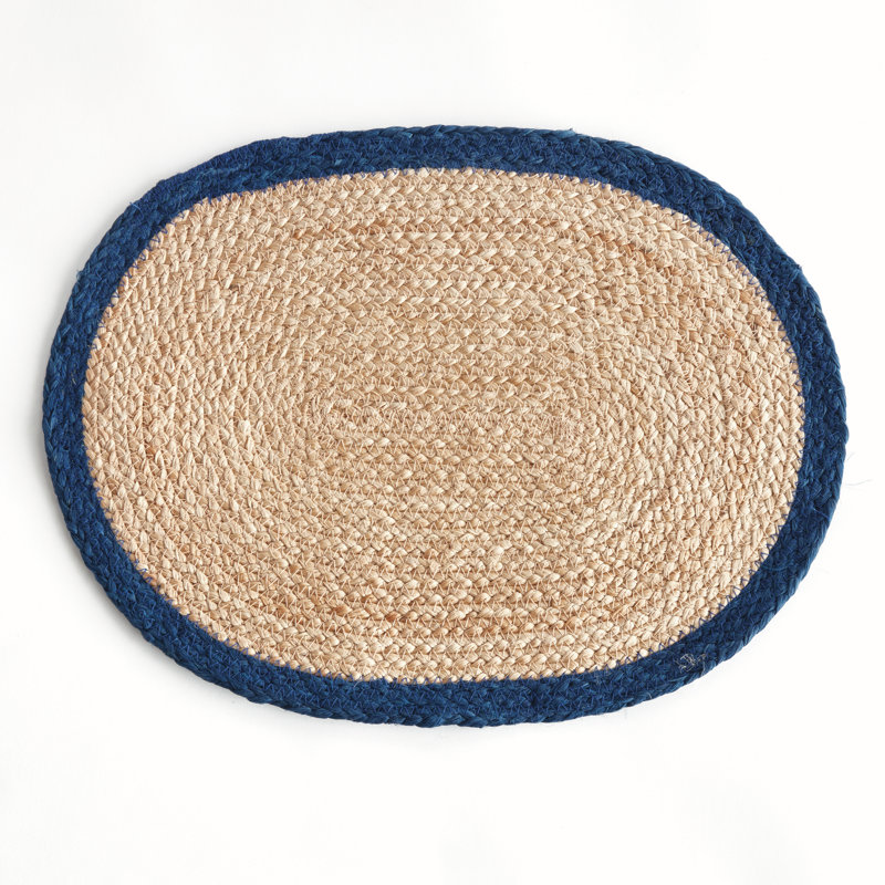 Napperon Tresse Artisan, Bleu / brun clair