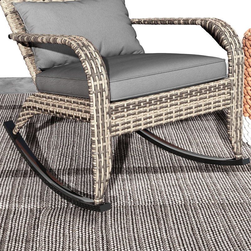 Chaise berçante de jardin avec haut dossier, coussin et coussin - Porch