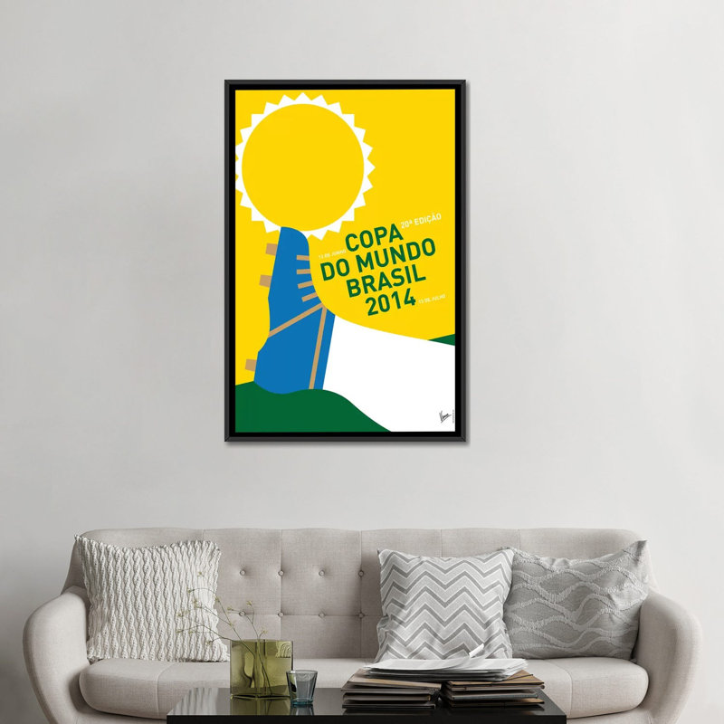 Minimal «2014 World Cup Soccer Brésil Rio», impression sur toile, H 26 po x l 18 po x P 1,5 po, Toile encadrée noire