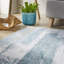 Abstract Blue Washable/Stain Guarded Area Rug -156913447