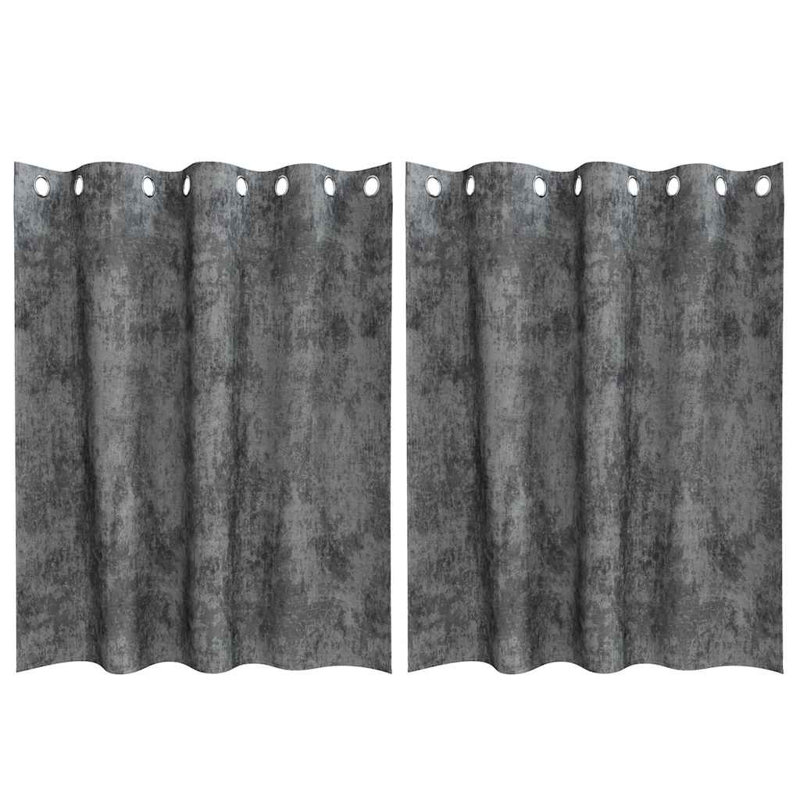 Alithia Velvet Room Darkening Curtain Pair, Grey, 140cm Width x 140cm Drop