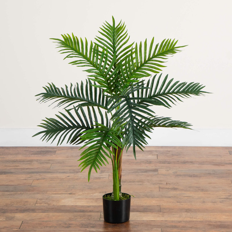 Double palmier artificiel Robellini résistant aux rayons UV (intérieur / extérieur), H 36 po x l 24 po x P 24 po