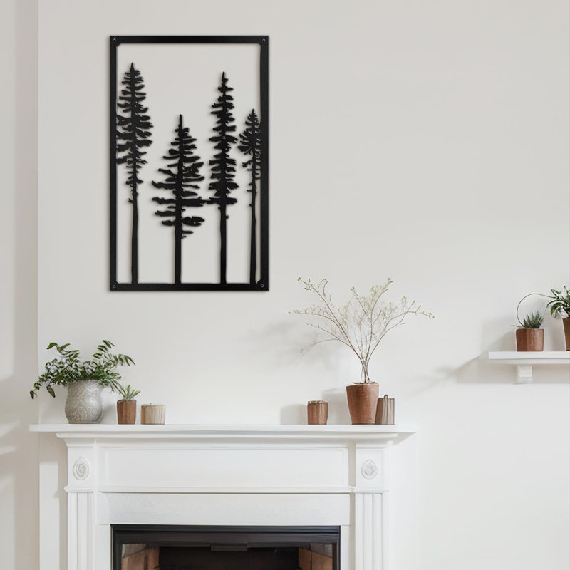 Décoration murale élégante en métal avec pin, H 36 po x l 22,09 po x P 0,05 po, Noir