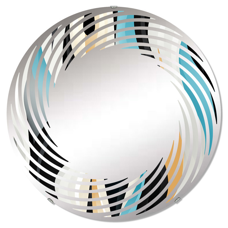 Monochromes Reflections IV - Cercle de miroir mural en spirale, 23,6 po x 23,6 po