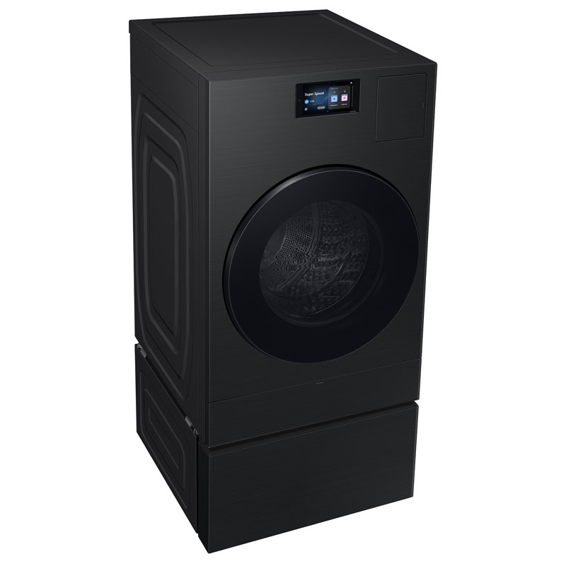 Samsung Bespoke Wide Laundry Pedestal with Storage Drawer, 15" H x 27" W x 30.94" D, Brushed Black
