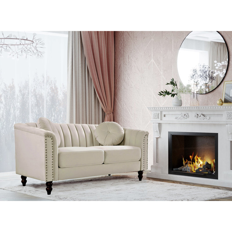 Drevion 61.4'' Velvet Loveseat, Rose