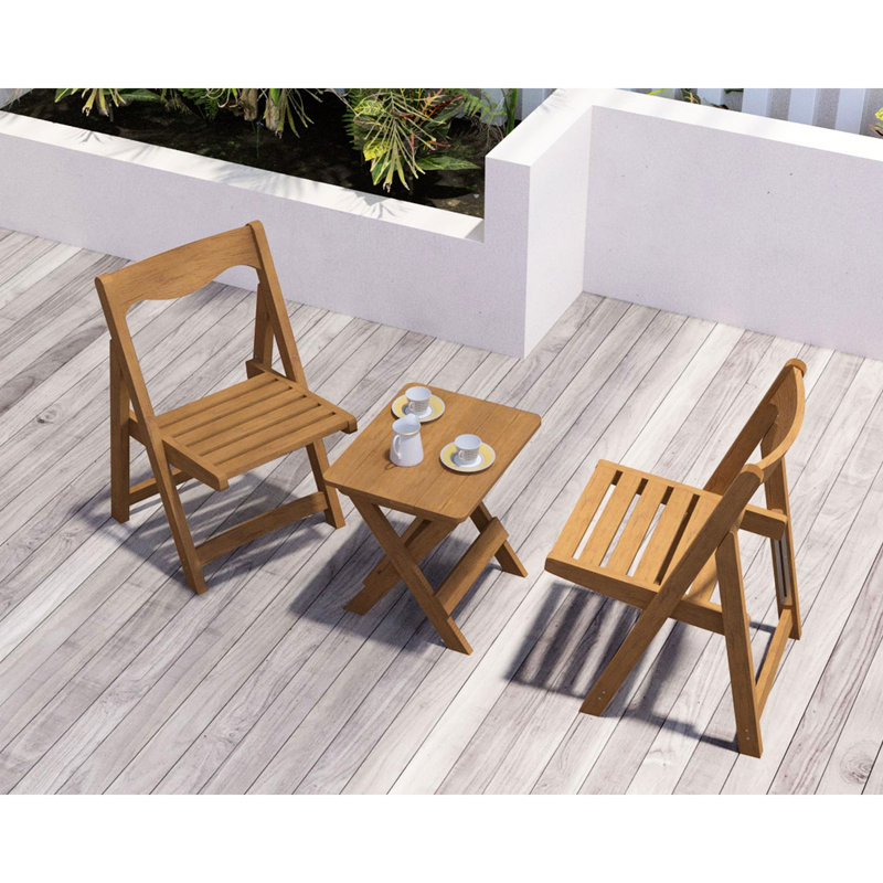 Bistro pliable Hips avec 2 chaises et une table rectangulaire, finition pour les espaces de vie extérieurs