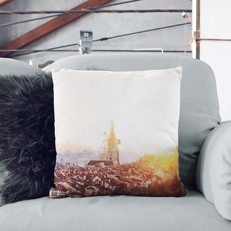 Sunset in Bern Switzerland Cushion with Filling, 40cm H x 40cm W x 15cm D